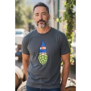 Colorado Hops Gnome T-Shirt-Unisex-Small-Brewery Graphic-Craft Beer Tee-Hipster